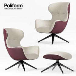 Poliform Mad Joker Armchair and Pouf 