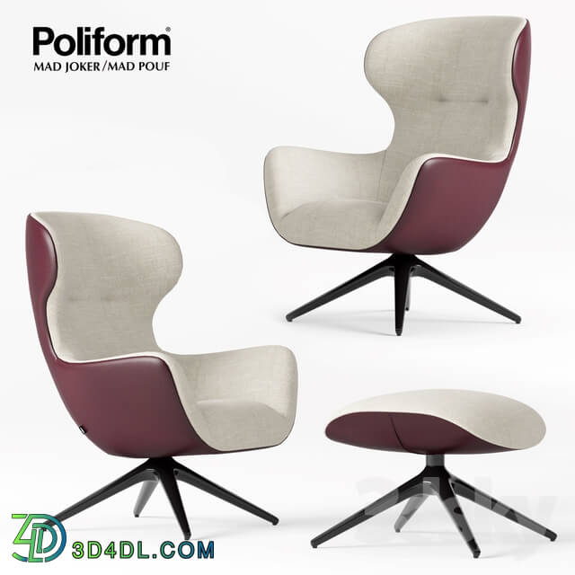 Poliform Mad Joker Armchair and Pouf