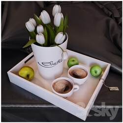 Other decorative objects Tray with tulips and coffee 