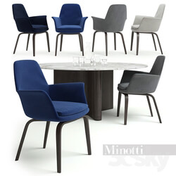 Table Chair MINOTTI York and Lou round 
