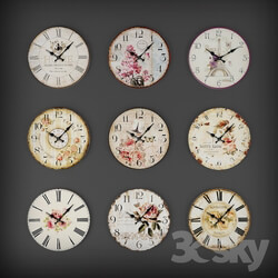 Collection of wall clocks Watches Clocks 3D Models 