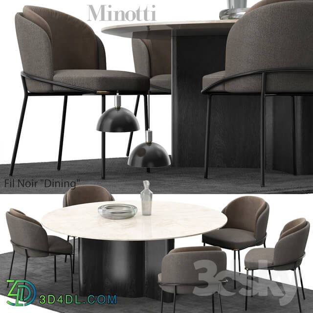 Table Chair Minotti Fil noir set