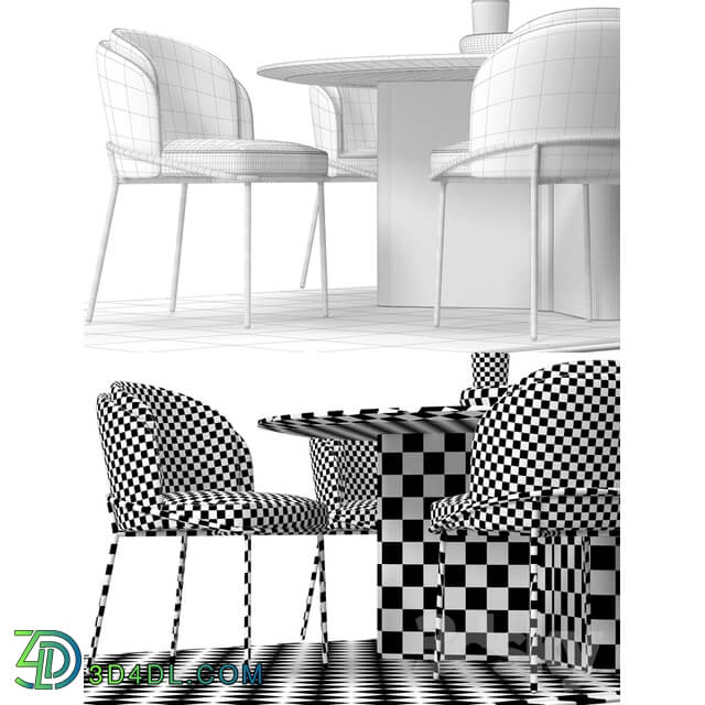 Table Chair Minotti Fil noir set