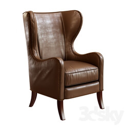 Dempsey Wingback Chair Bourbon Leather 