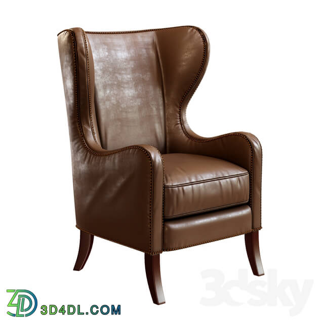 Dempsey Wingback Chair Bourbon Leather