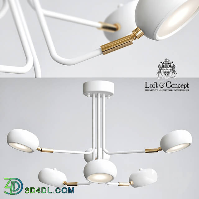 Ceiling light - Curved Stix Chandelier 6 White