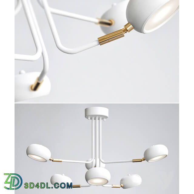 Ceiling light - Curved Stix Chandelier 6 White