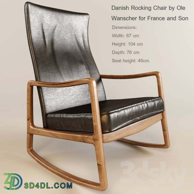 Arm chair - Danish Rocking Chair by Ole Wanscher for France and Son