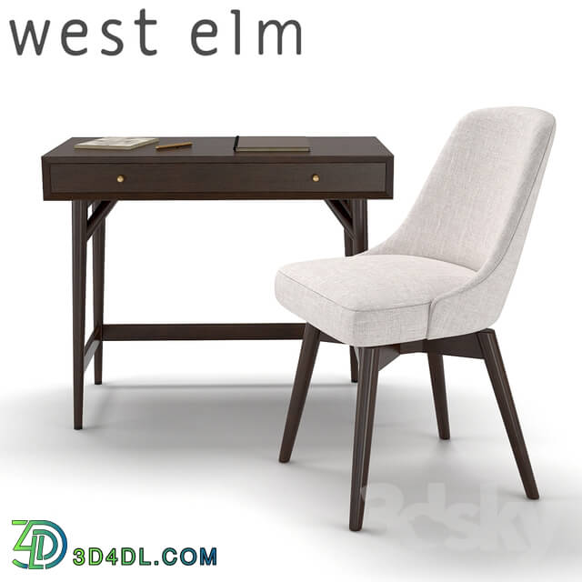 Table Chair West Elm Mid Century Mini Desk Dark Mineral and Swivel Office Chair