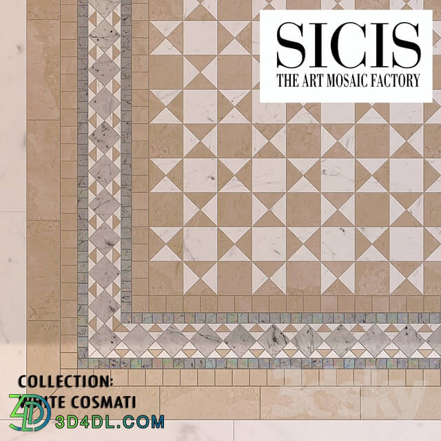 Bathroom accessories Floor mosaic SICIS White Cosmati