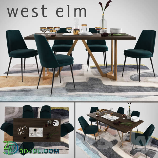 Table Chair WEST ELM set 2