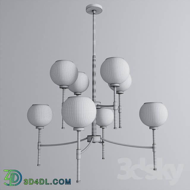 Vertical Globes 2 Tier Chandelier Pendant light 3D Models