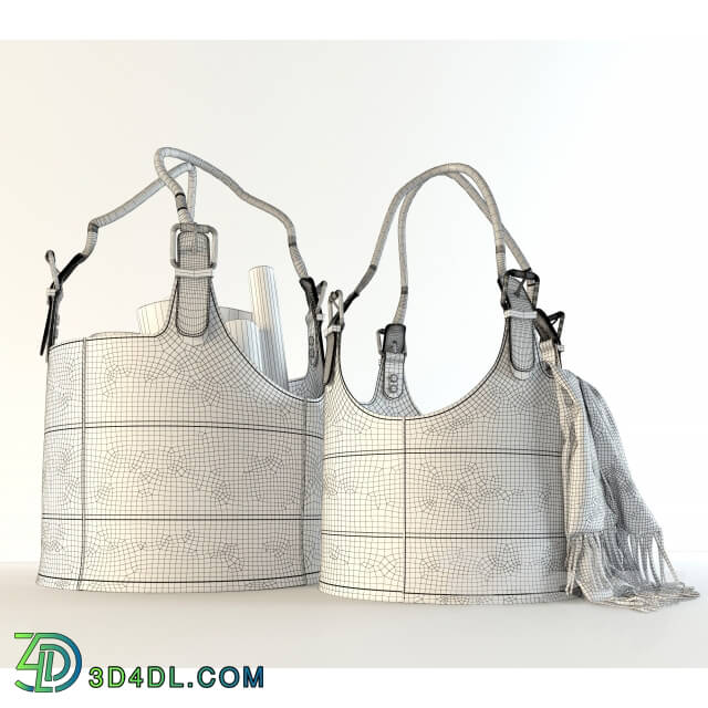 Other decorative objects Two Gunmetal Leather Totes