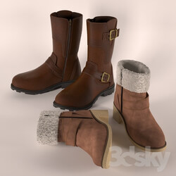 Two pairs of boots Footwear 3D Models 