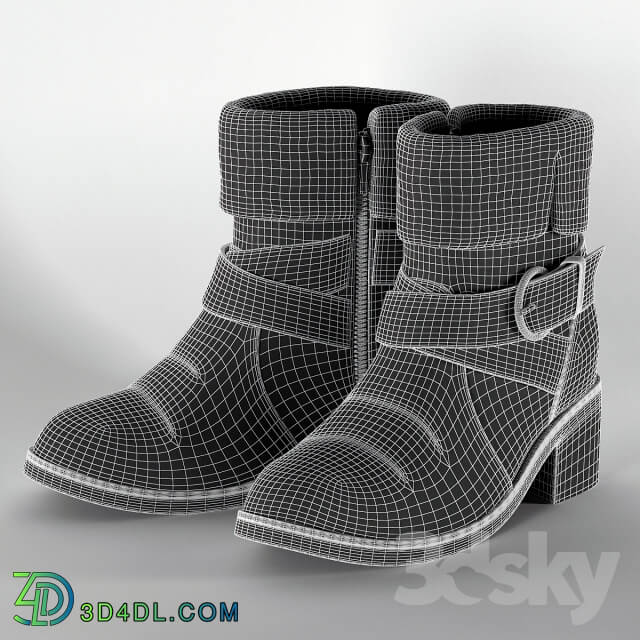 Two pairs of boots Footwear 3D Models