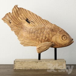Other decorative objects Rustic Teak Fish Sculpture 