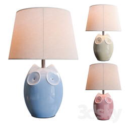 Lighting and Interiors Hector Owl Table Lamp blue cream pink  