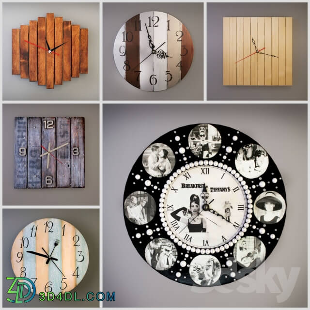 Collection of wall clocks handmade Watches Clocks 3D Models