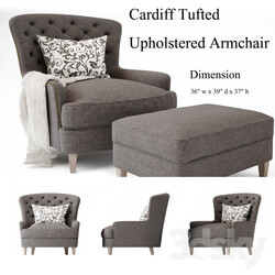 Arm chair - Cardiff Tufted Upholstered Armchair_ Melford Royal Vintage 