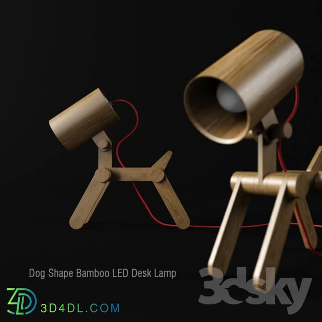 Dog Shape Bamboo LED Desk Lamp