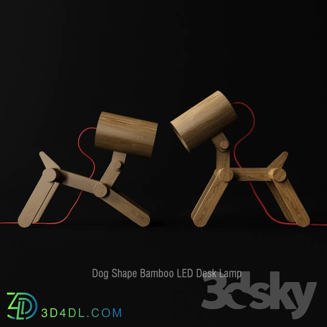 Dog Shape Bamboo LED Desk Lamp