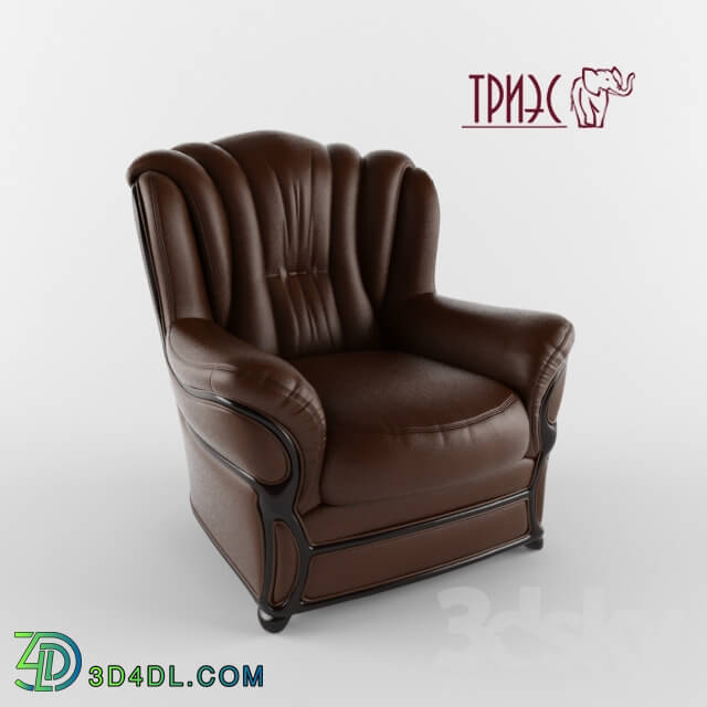 Classic chair made of genuine leather with wooden décor Diana 6 Factory TRIES 