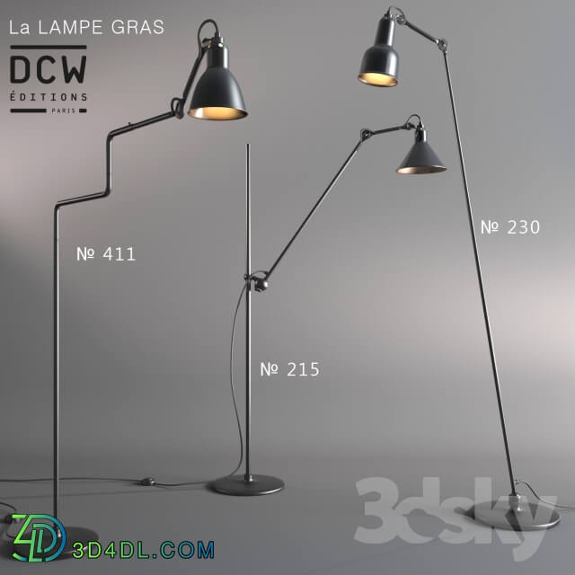 A series of floor lamps La Lampe Gras France 