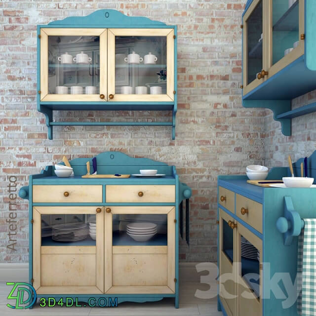 Kitchen arteferretto cabinet and wall cabinet