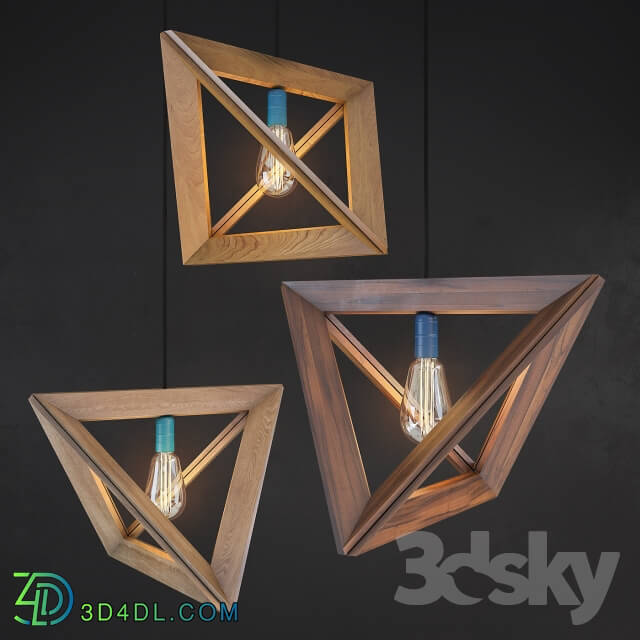 Wooden lamps Pendant light 3D Models