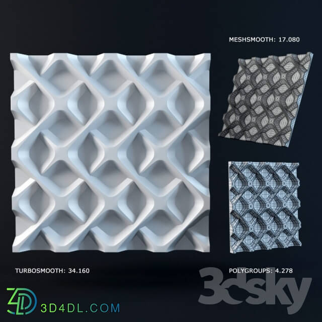 Decorative plaster 3d panel