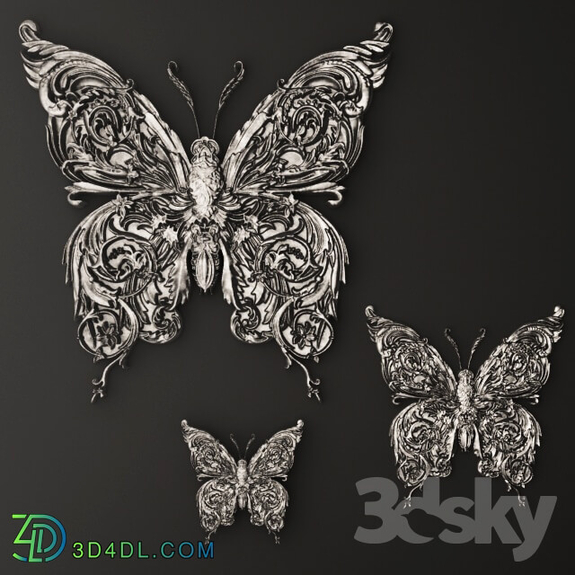 Stucco butterfly decor. 3D Models