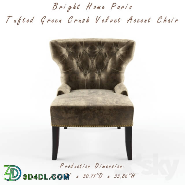 Bright Home Paris Tufted Green Crush Velvet Accent Chair