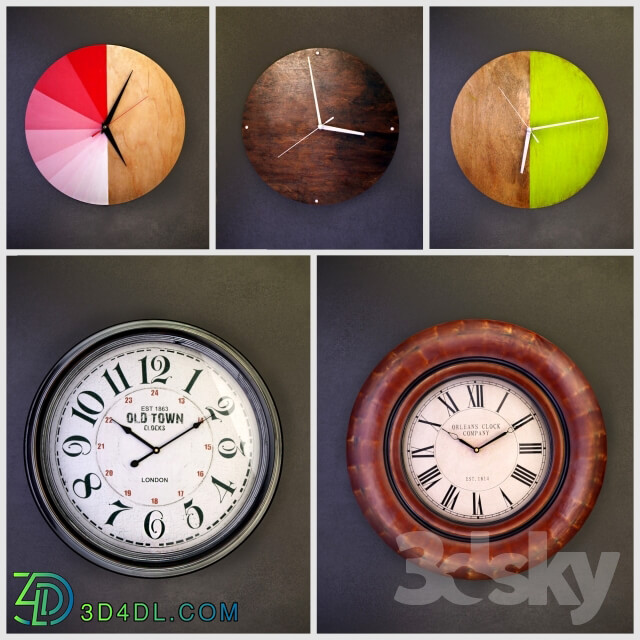 Wall clocks collection number 5 Watches Clocks 3D Models