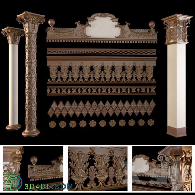 Decorative plaster - The pediment_ columns_ friezes