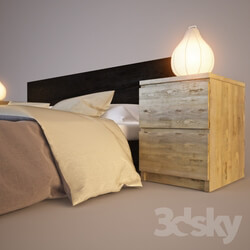 Bed Bed IKEA nightstand and lamp 