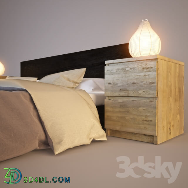 Bed Bed IKEA nightstand and lamp