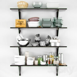 Shelf with kitchenware 