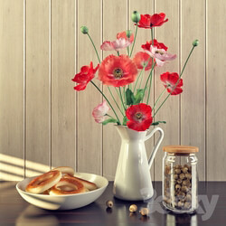 Bagels with poppy and poppies 