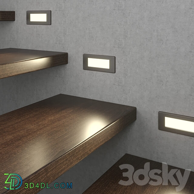 Rectangular LED luminaire for street stairs Integrator IT 767 3D Models 3DSKY