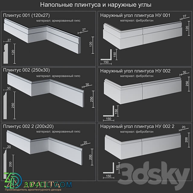 Skirting boards and outer corners 001 002 002 2 3D Models 3DSKY