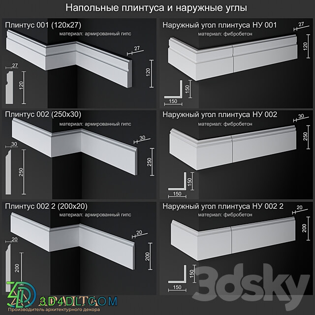 Skirting boards and outer corners 001 002 002 2 3D Models 3DSKY
