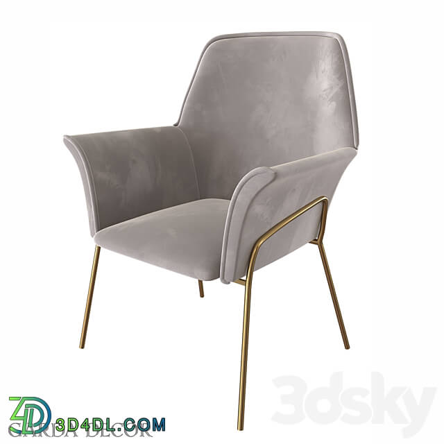 Armchair Velor Light Gray with Metal LEGS 30C 1127 Z GRE Garda Decor 3D Models 3DSKY