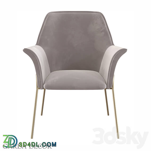 Armchair Velor Light Gray with Metal LEGS 30C 1127 Z GRE Garda Decor 3D Models 3DSKY