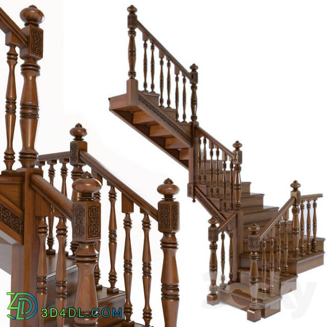 Staircase - A wooden staircase. Wooden stairs