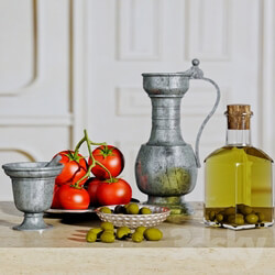 Olive and oil decorative set 