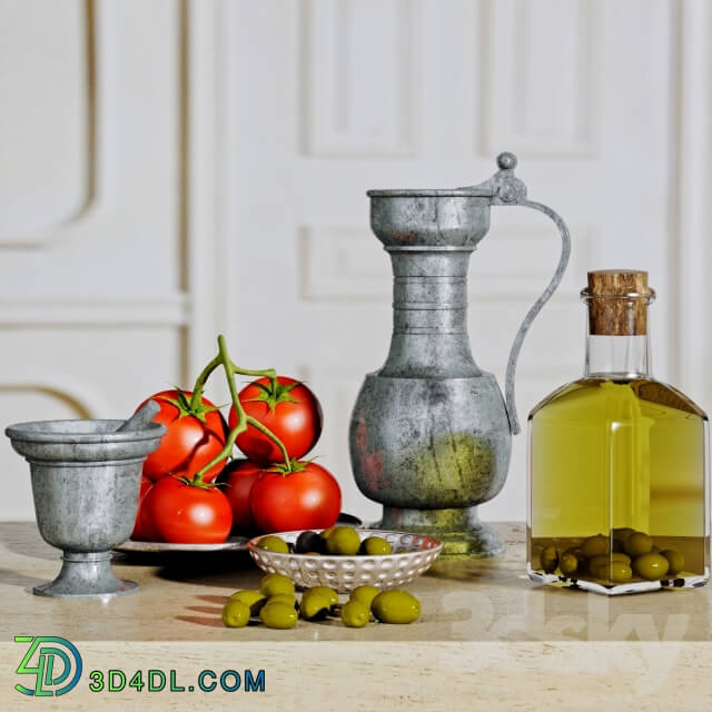 Olive and oil decorative set