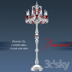 Floor lamp - Baccarat - Zenith 12L candelabra clear and red 