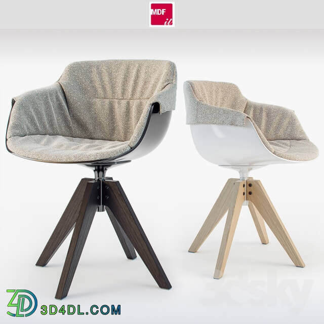 Chair - MDF italia chair Flow SLIM Padded XL Oak Base