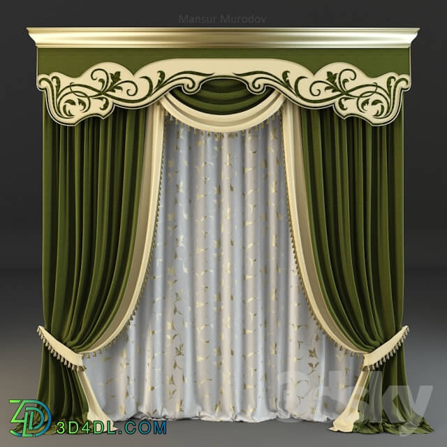 Green classic curtain