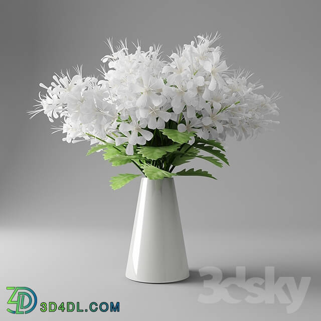 White butterfly in Vase 3D Models